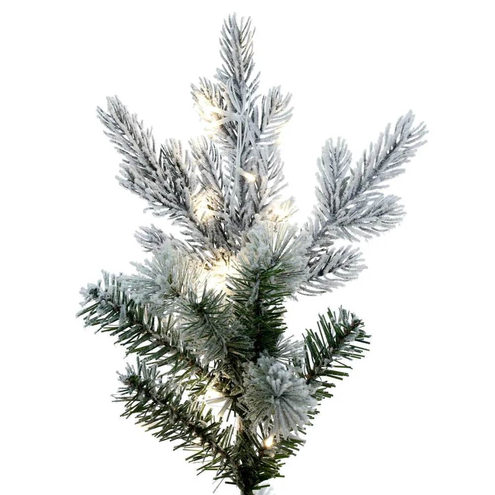 12' x 70"" Flocked Slim Kiana Artificial Xmas Tree 3mm LED Color Changing Lights