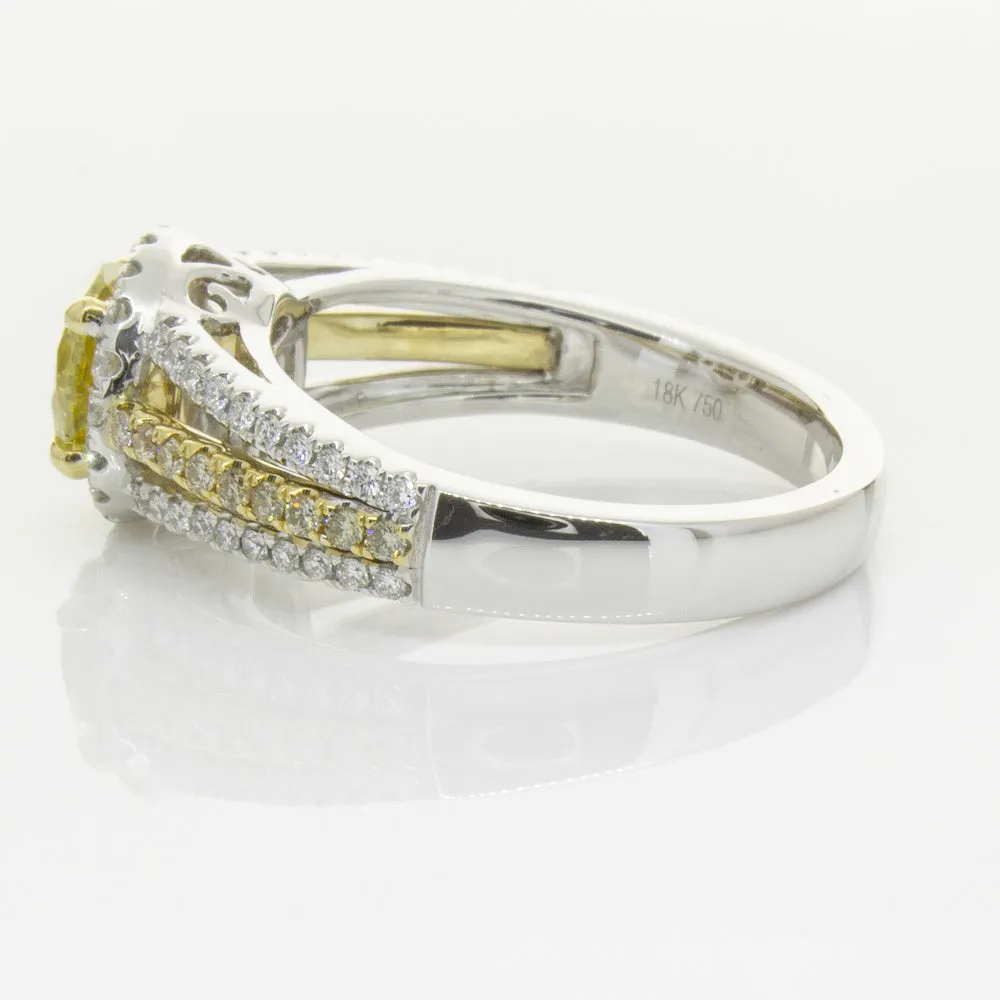 18ct White Gold 1.01ct Fancy Yellow Diamond Ring