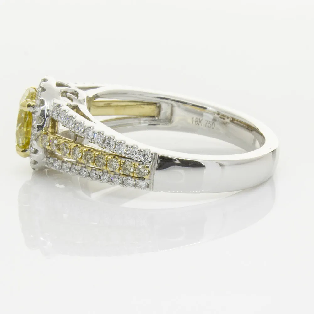 18ct White Gold 1.01ct Fancy Yellow Diamond Ring