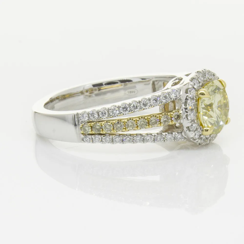 18ct White Gold 1.01ct Fancy Yellow Diamond Ring