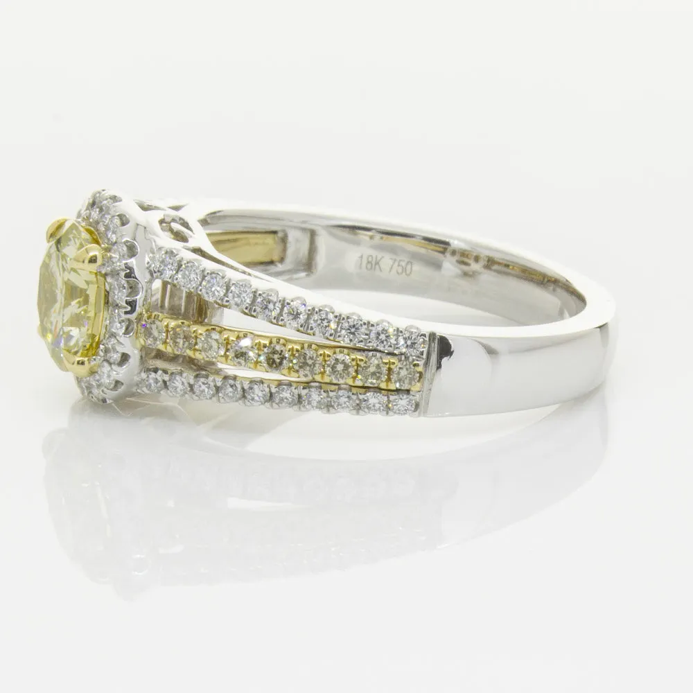 18ct White Gold 1.01ct Fancy Yellow Diamond Ring