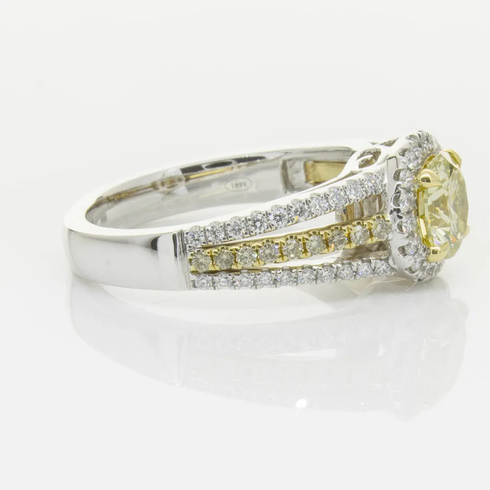 18ct White Gold 1.01ct Fancy Yellow Diamond Ring