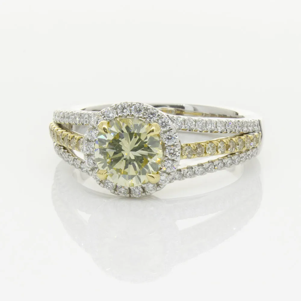 18ct White Gold 1.01ct Fancy Yellow Diamond Ring