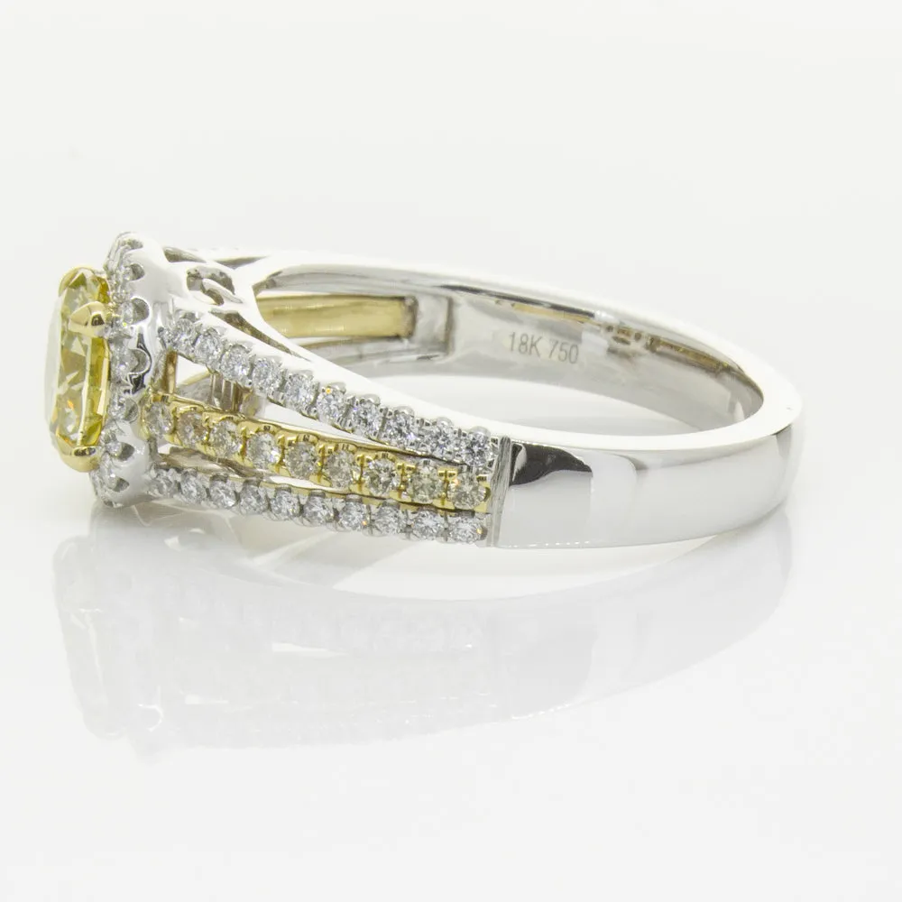 18ct White Gold 1.01ct Fancy Yellow Diamond Ring