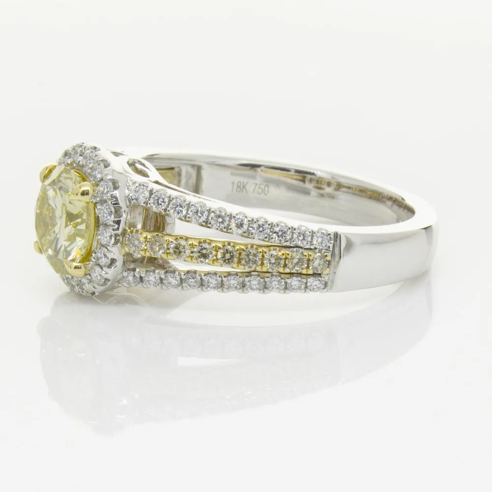 18ct White Gold 1.01ct Fancy Yellow Diamond Ring