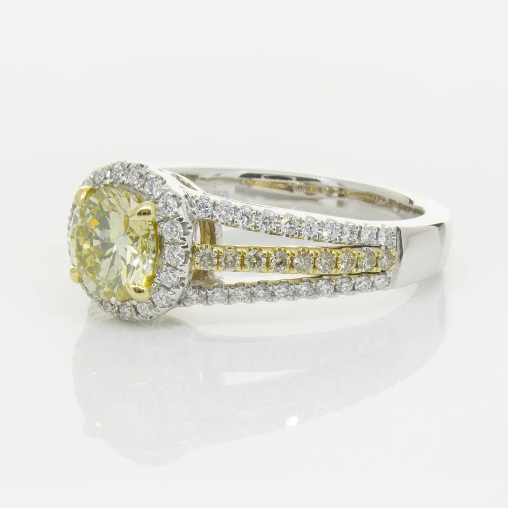 18ct White Gold 1.01ct Fancy Yellow Diamond Ring