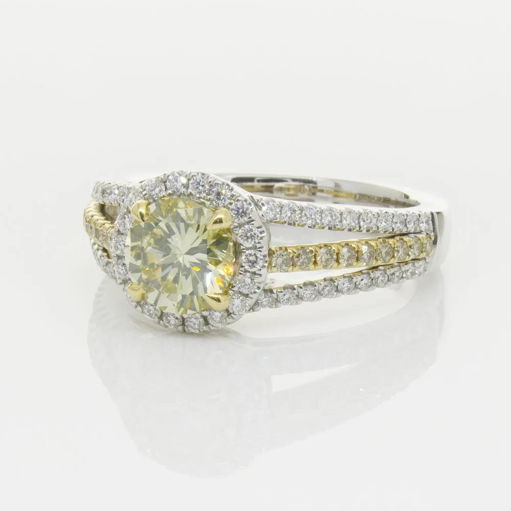 18ct White Gold 1.01ct Fancy Yellow Diamond Ring