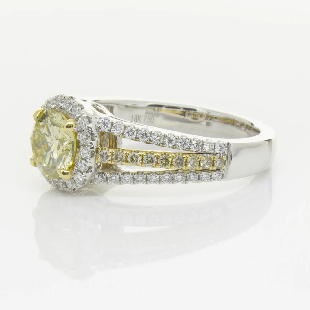 18ct White Gold 1.01ct Fancy Yellow Diamond Ring