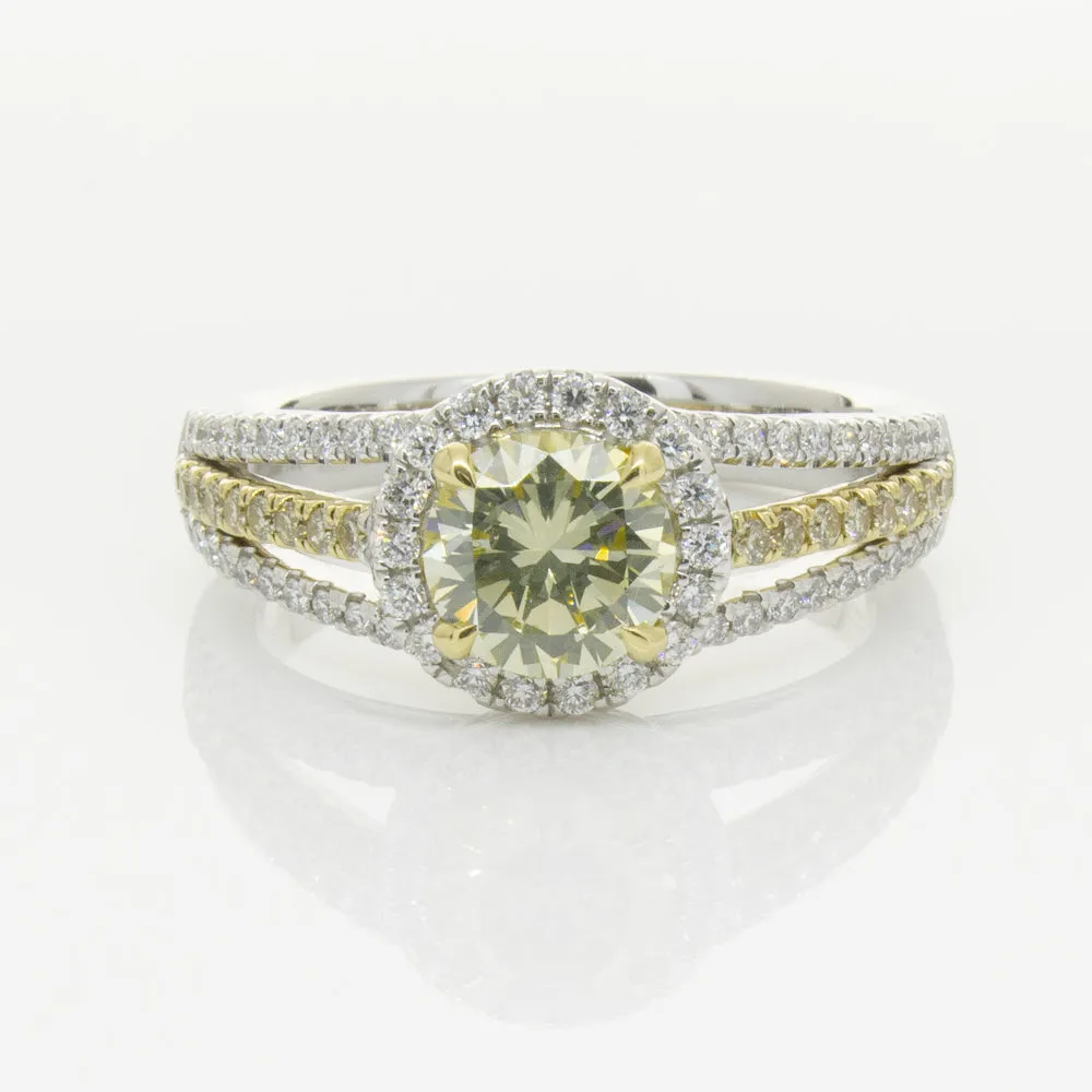 18ct White Gold 1.01ct Fancy Yellow Diamond Ring