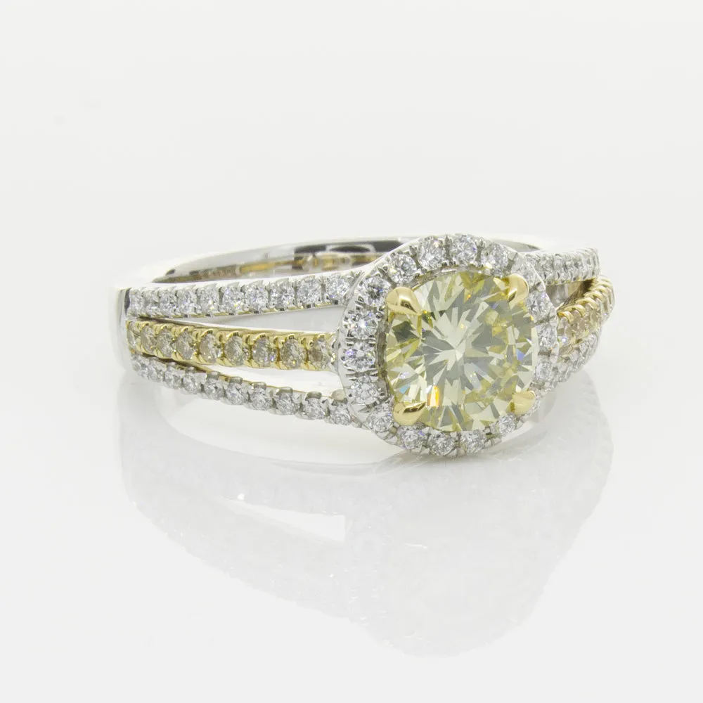 18ct White Gold 1.01ct Fancy Yellow Diamond Ring