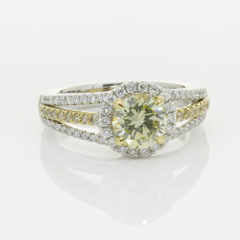 18ct White Gold 1.01ct Fancy Yellow Diamond Ring