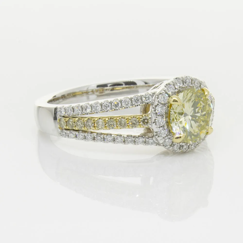 18ct White Gold 1.01ct Fancy Yellow Diamond Ring