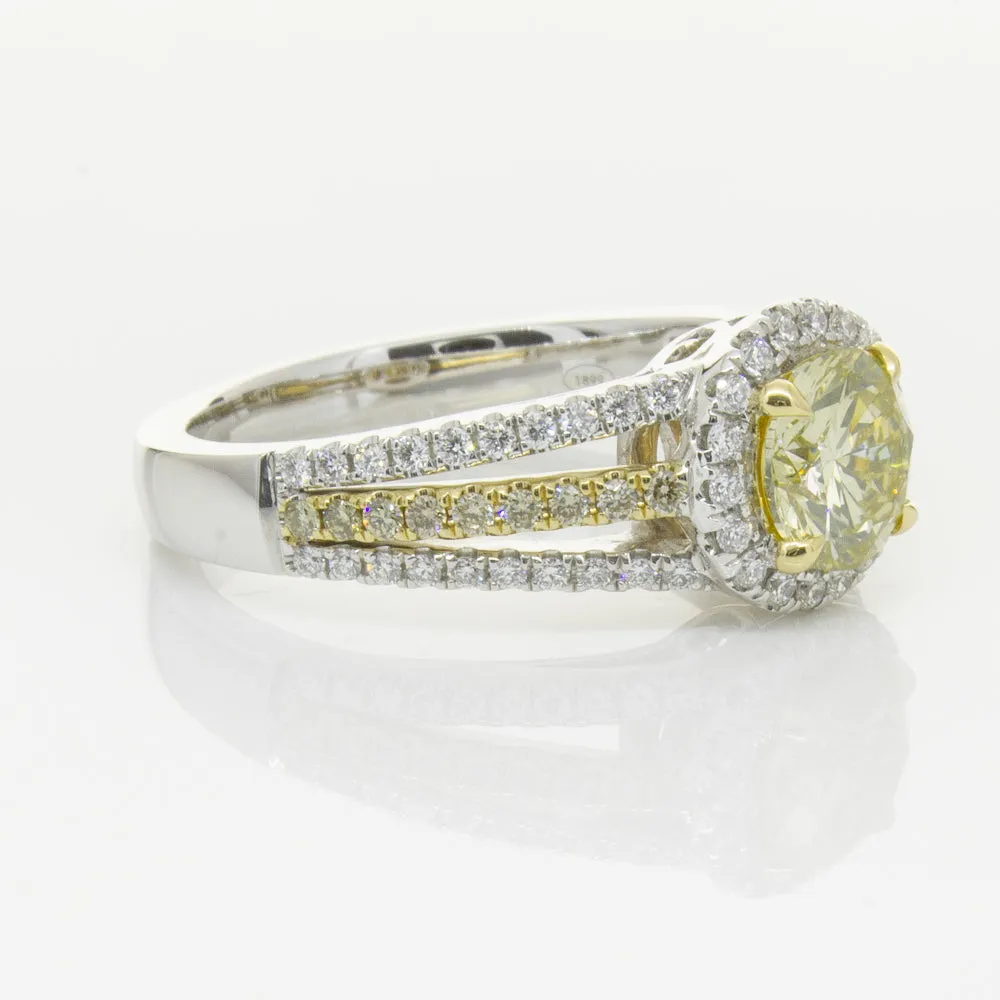 18ct White Gold 1.01ct Fancy Yellow Diamond Ring