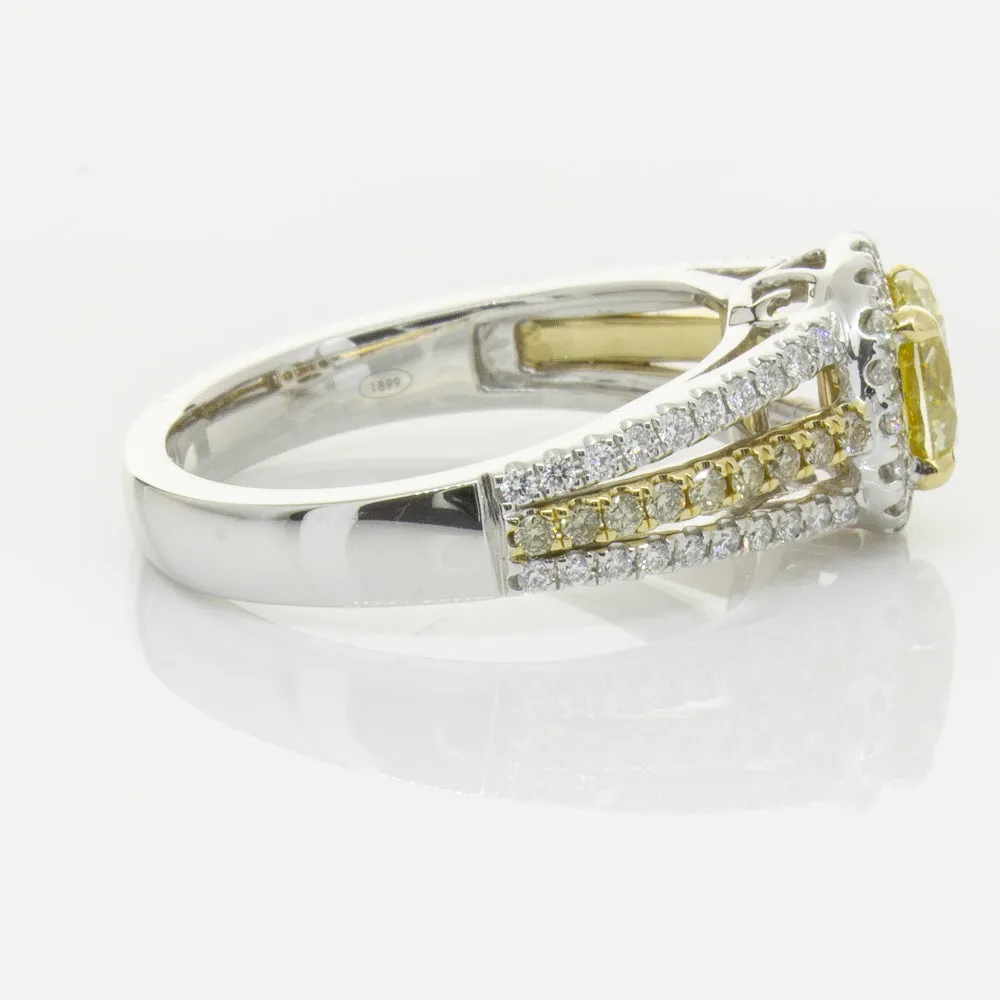 18ct White Gold 1.01ct Fancy Yellow Diamond Ring