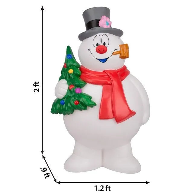 2' Frosty the Snowman Holding a Tree Blow Mold Decoration