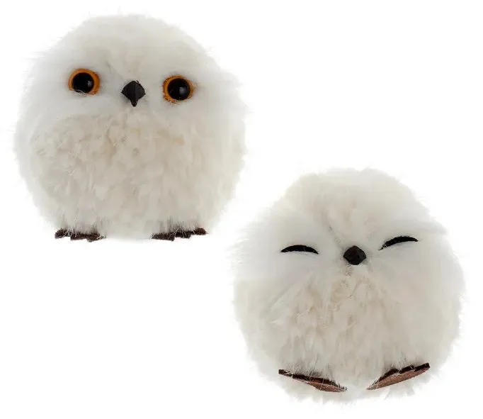 3.15" Fluffy White Owl Ornament