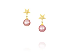 .43ct 14kt Gold Pink Pearl Star Earrings