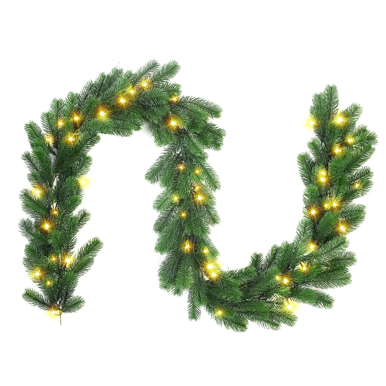 6ft Pre-Lit Multi-Color Lights Green Artificial Christmas Garlands