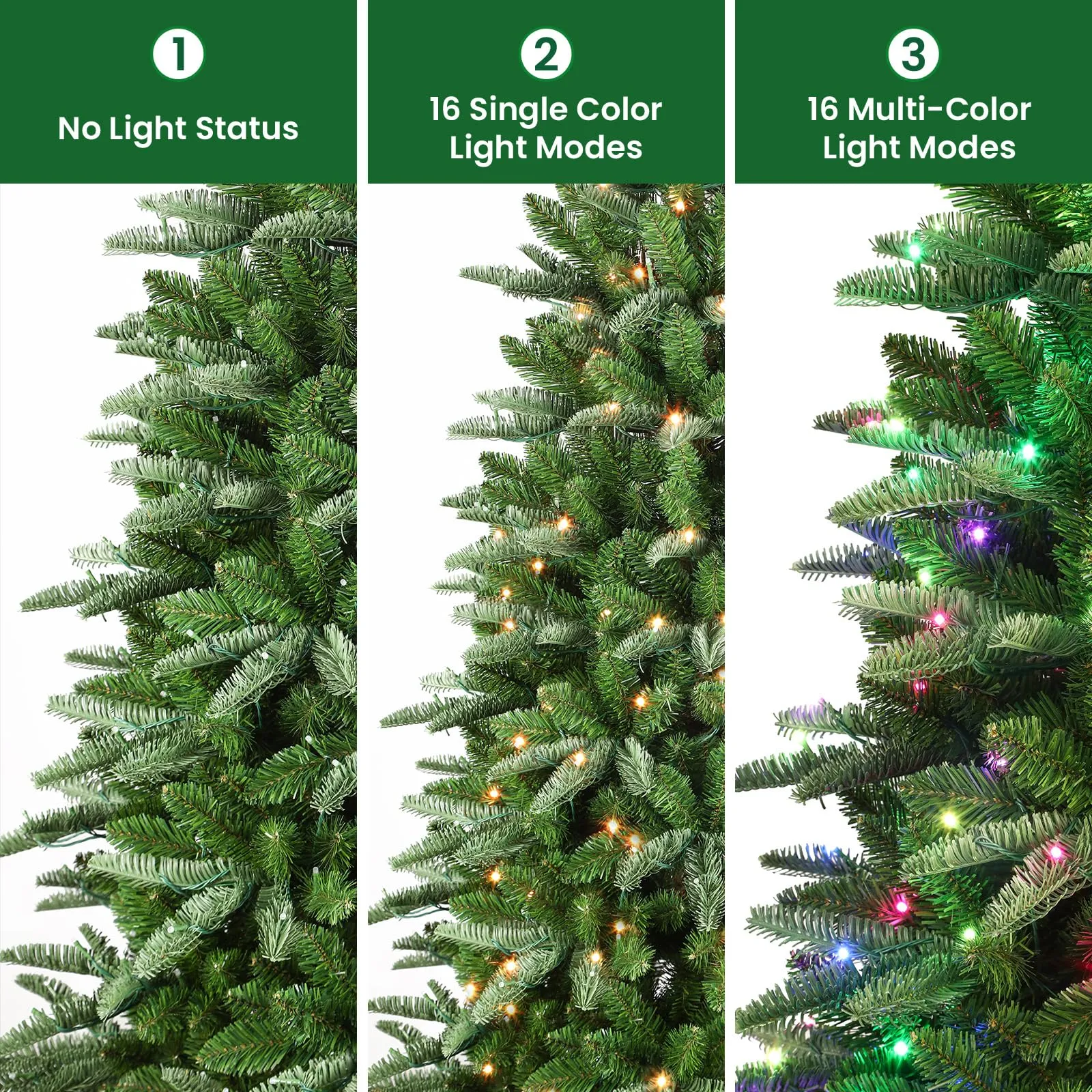 7.5ft Prelit Multi-Color RGB Lights Artificial Hinged Upgraded Christmas Tree with Remote