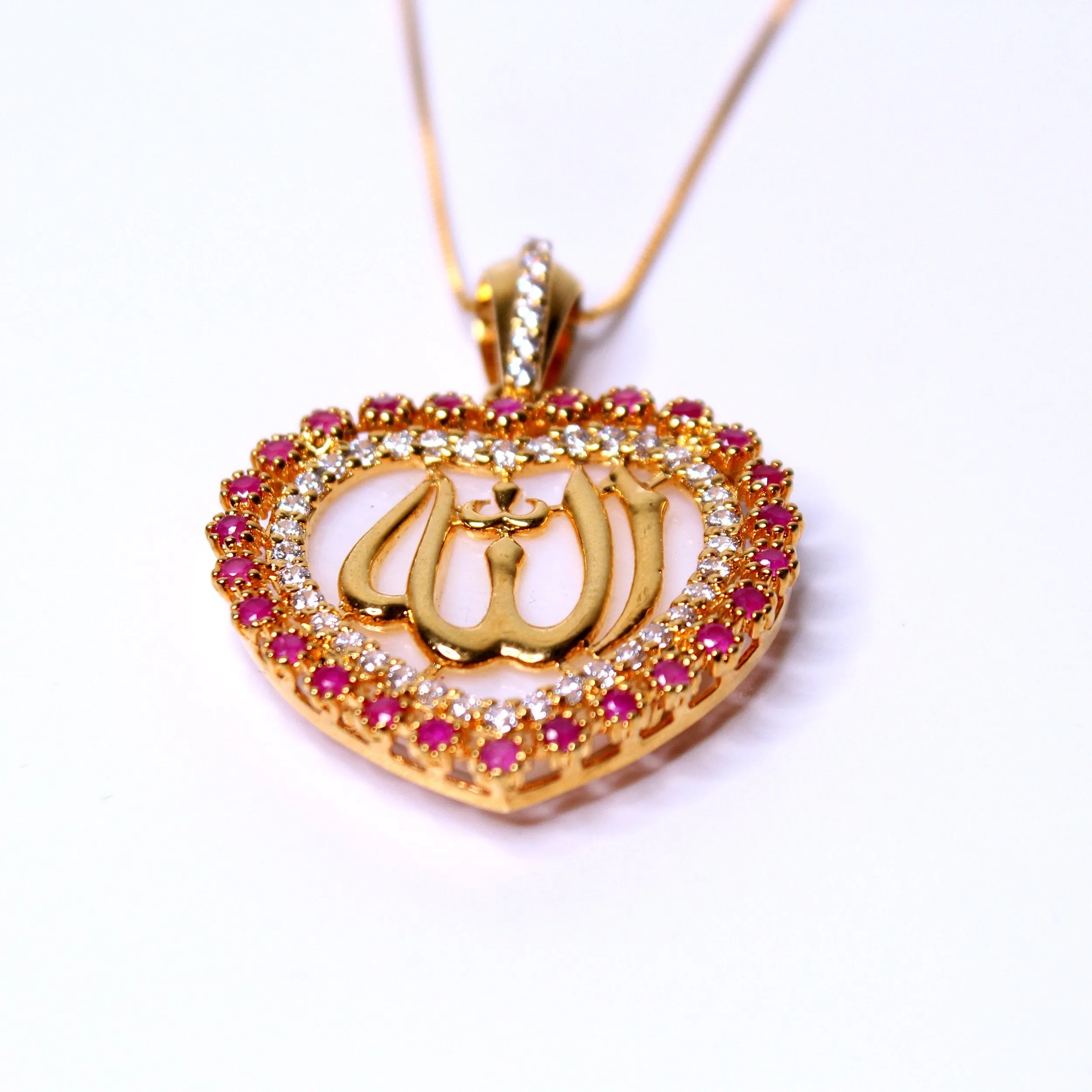 Allah Name Pendant in Chetum and Zircons