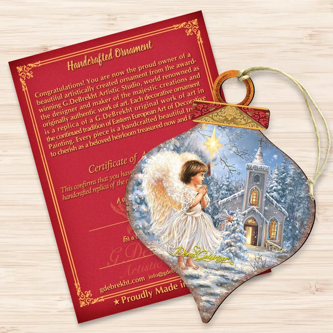 Angel at the Chapel Wooden Ornaments by Gelsinger - Nativity Holiday Decor - 8031121-1606