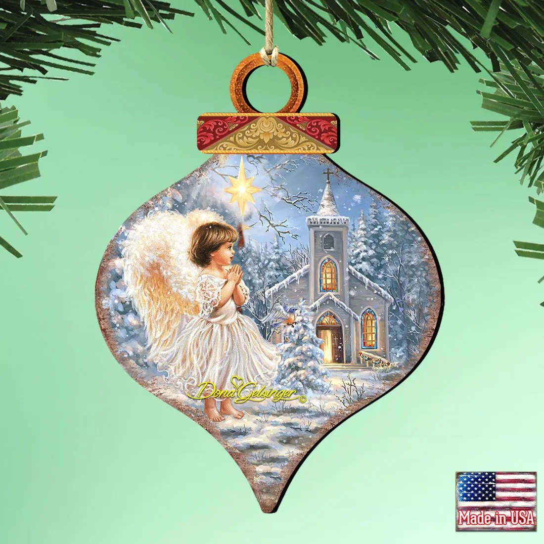 Angel at the Chapel Wooden Ornaments by Gelsinger - Nativity Holiday Decor - 8031121-1606