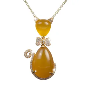 Bow Cat Tangerine Pendant