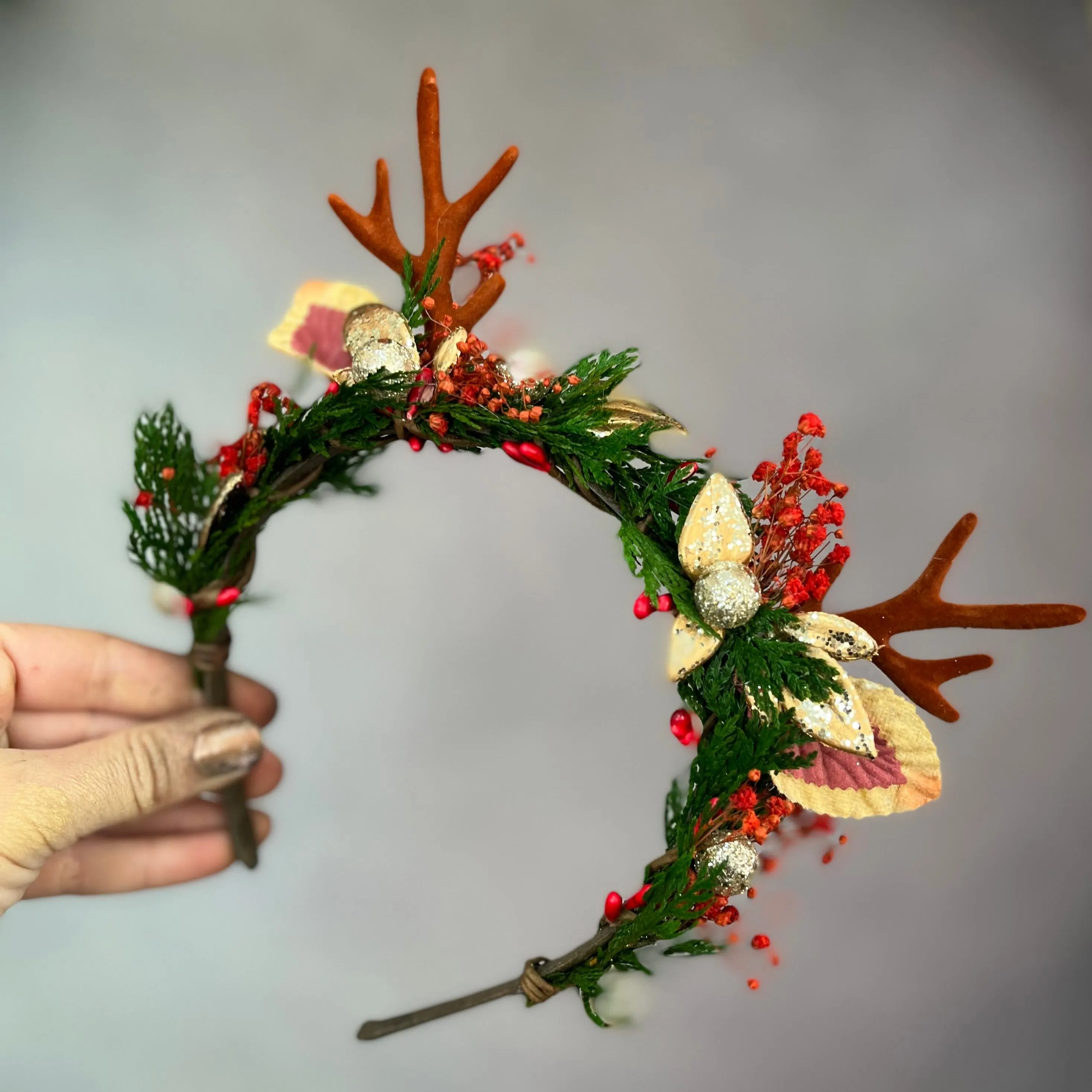 Christmas flower headband with antlers