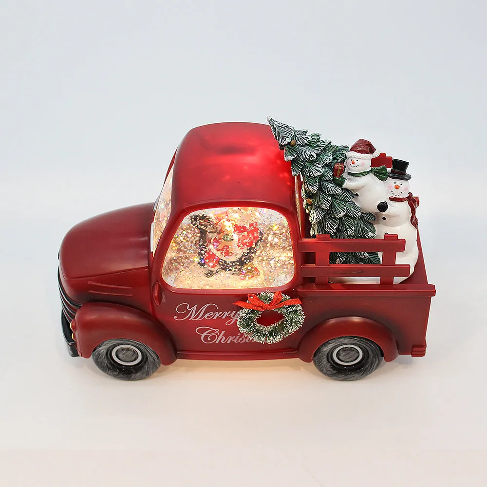 Christmas Musical Water Lantern Santa's Car with Swirling Confetti LED Lights