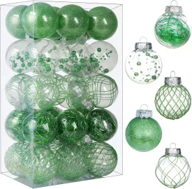 Clear Christmas Ball Ornaments, 30Ct Shatterproof