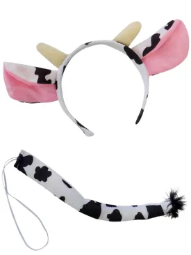 Cow Headband Ears & Tail, Kid or Adult Costume Accessories