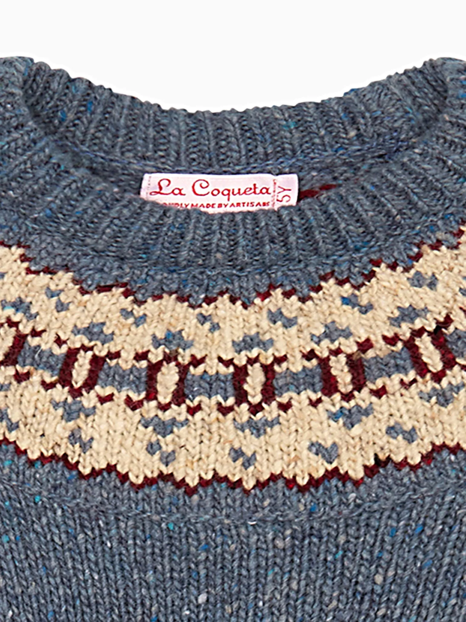 Dusty Blue Merino Fair Isle Kids Jumper