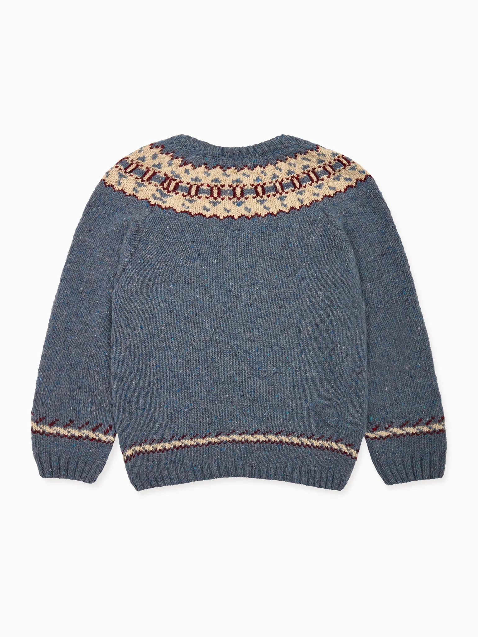 Dusty Blue Merino Fair Isle Kids Jumper