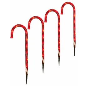 Festive Red & White Candy Cane Stake Lights