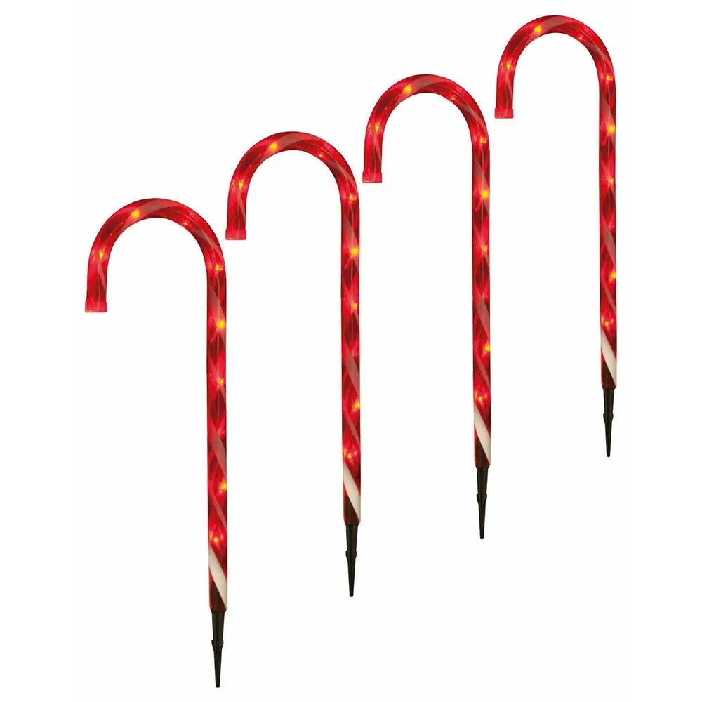 Festive Red & White Candy Cane Stake Lights