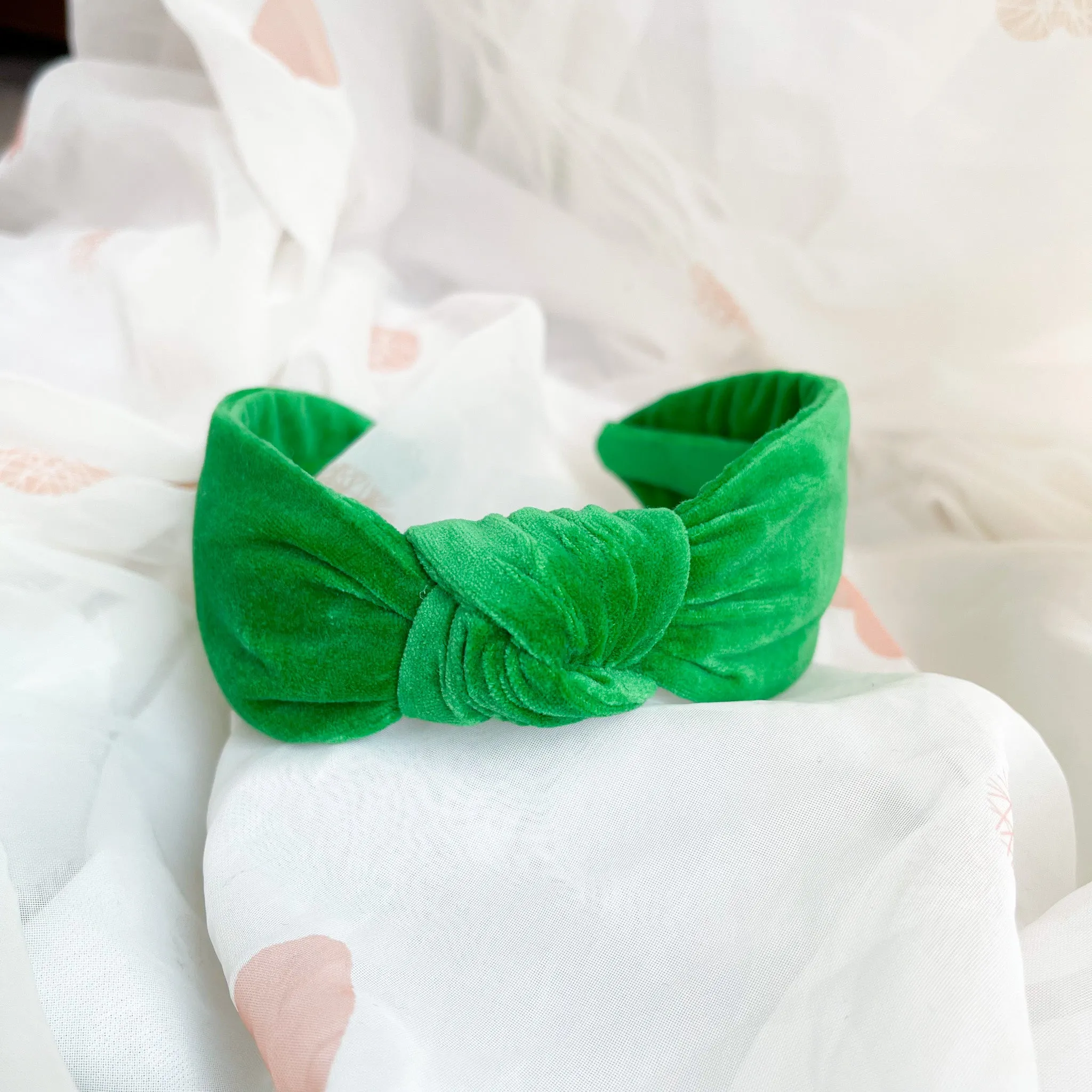 Green Velvet Knot Headband