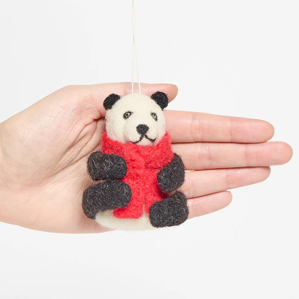 Jolly Red Scarf Panda Ornament