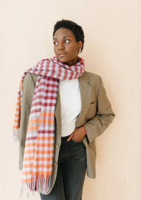 Lambswool Blanket Scarf in Berry Micro Gingham