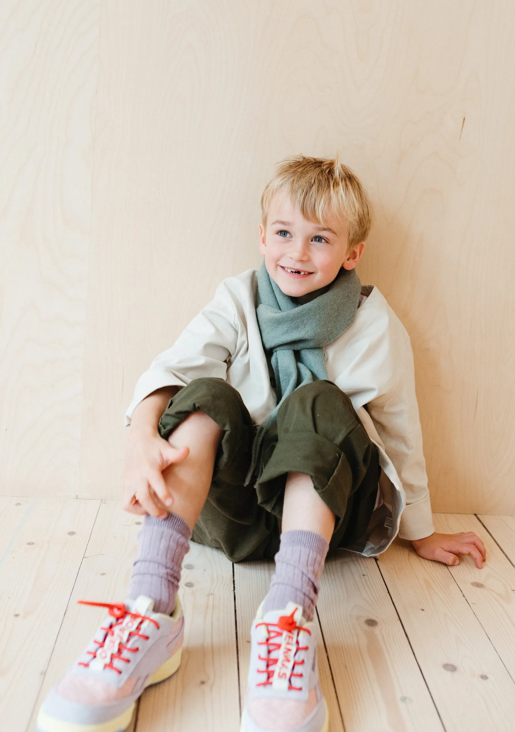 Lambswool Kids Scarf in Sage Melange