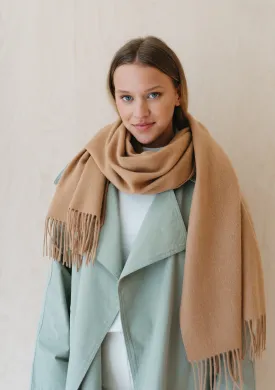 Lambswool Oversized Scarf in Camel