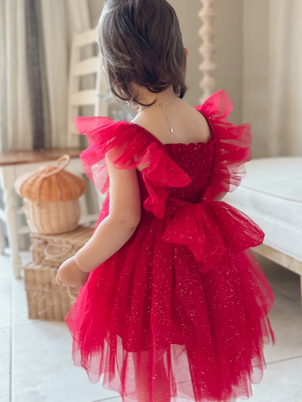 Lotus Red Sparkle Girls Christmas Dress