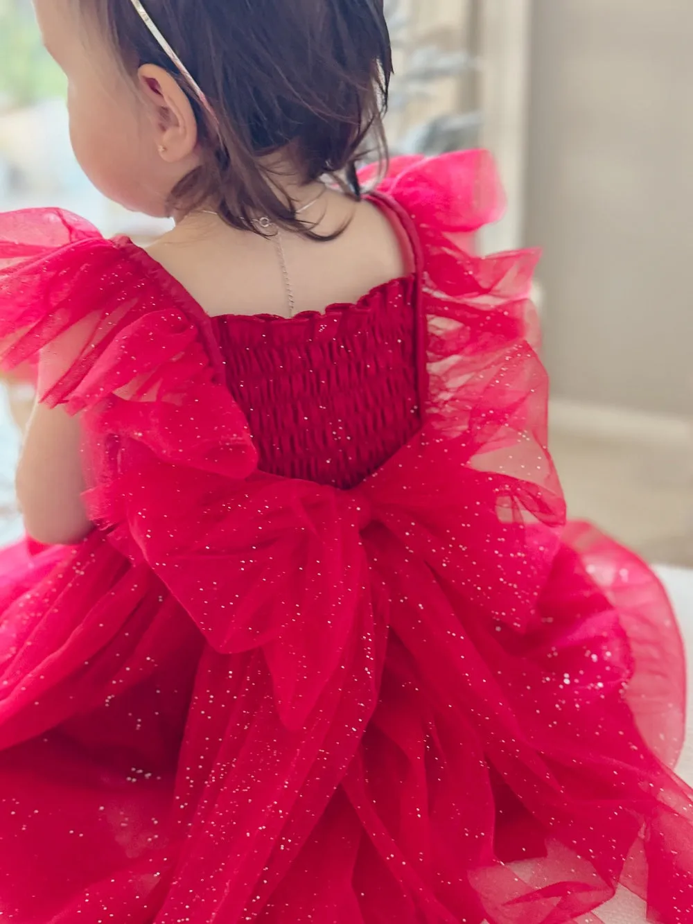 Lotus Red Sparkle Girls Christmas Dress