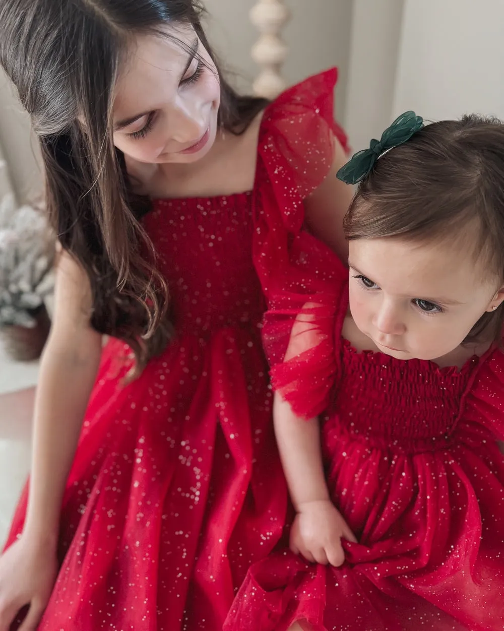 Lotus Red Sparkle Girls Christmas Dress