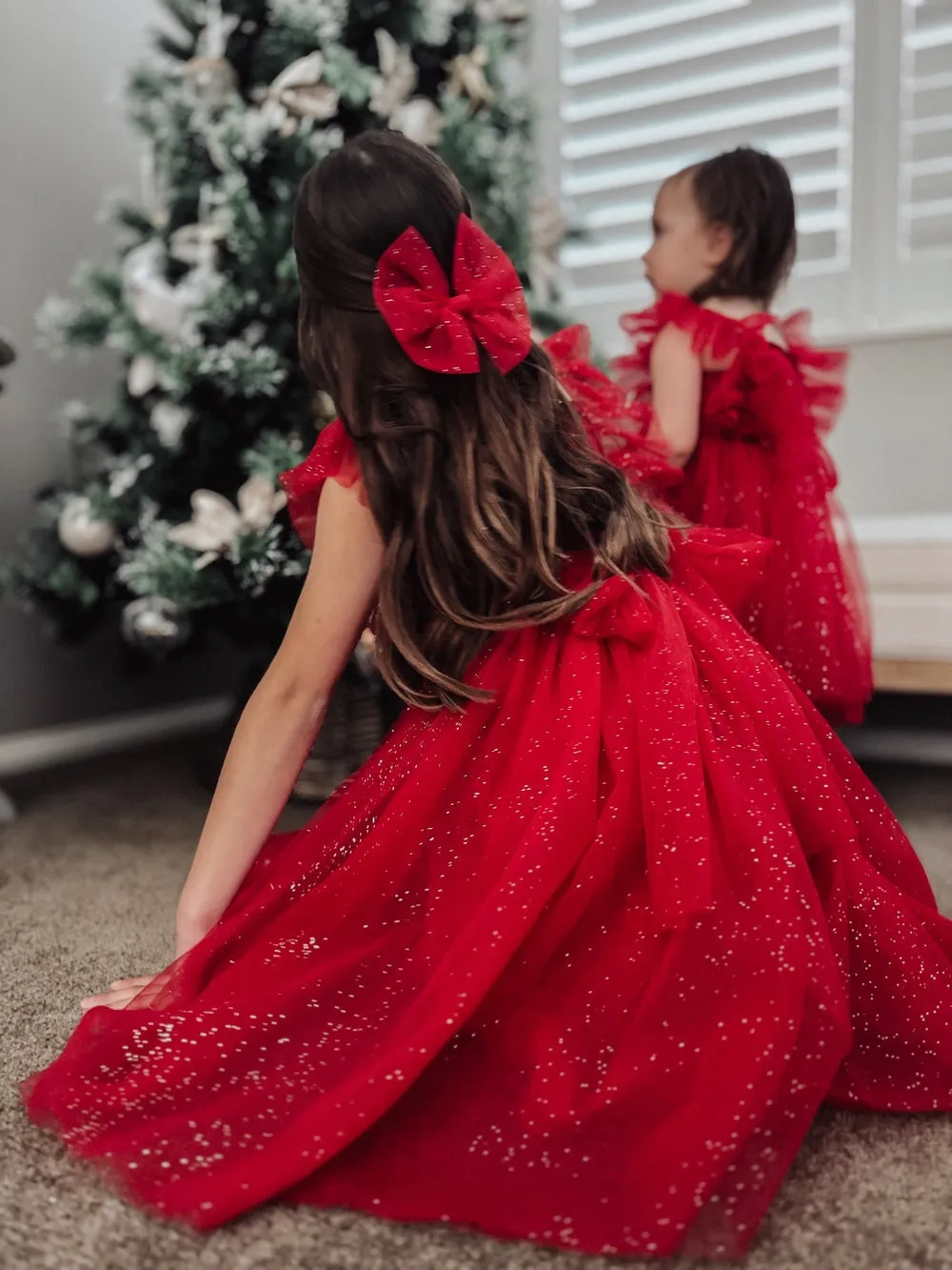 Lotus Red Sparkle Girls Christmas Dress