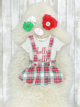 "Holly Jolly" Plaid Onesie Outfit