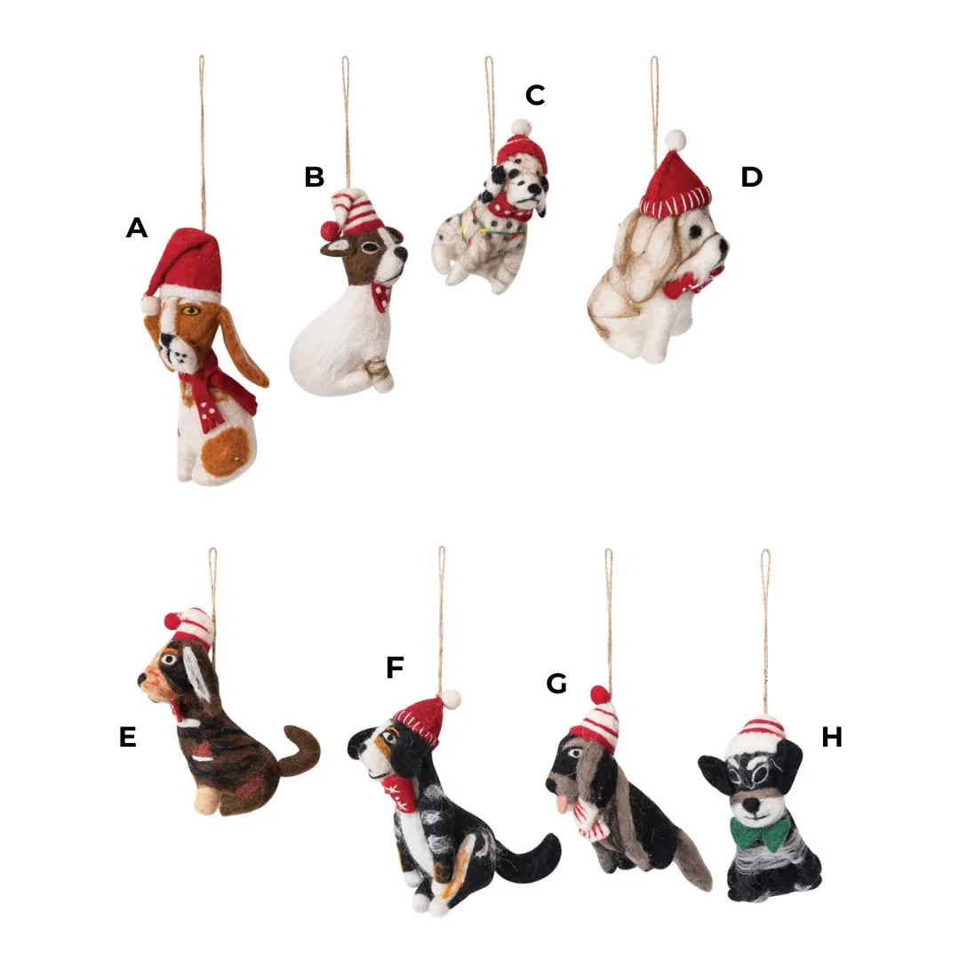 Retro Christmas Dogs Ornaments