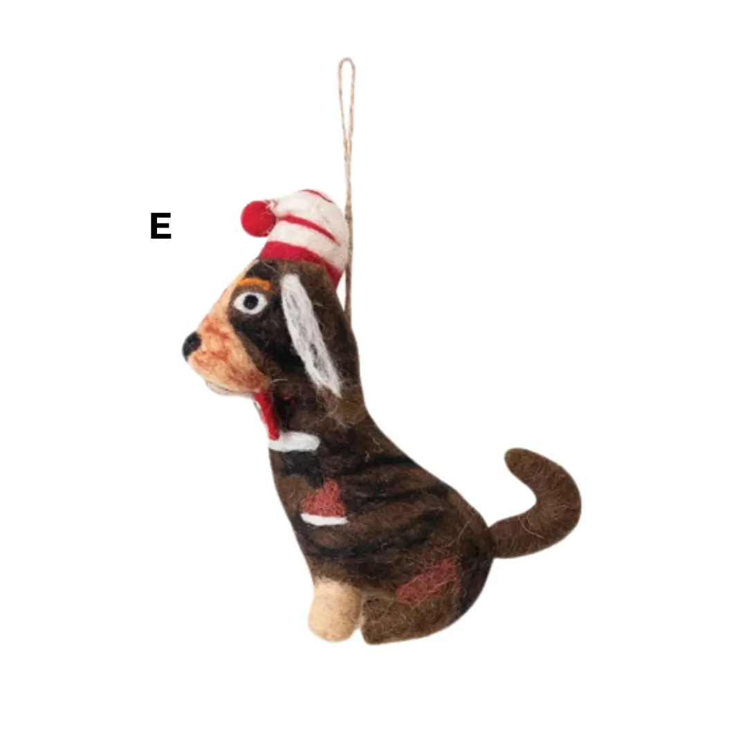 Retro Christmas Dogs Ornaments