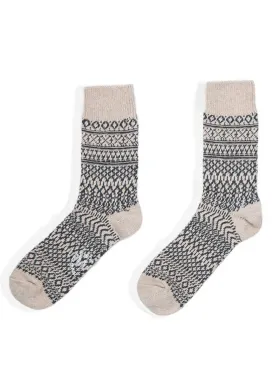 Retro Fair Isle Knit Mid-Calf Socks