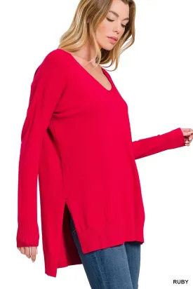 XS, XL & 1X ONLY Home At Last Sweater in Ruby